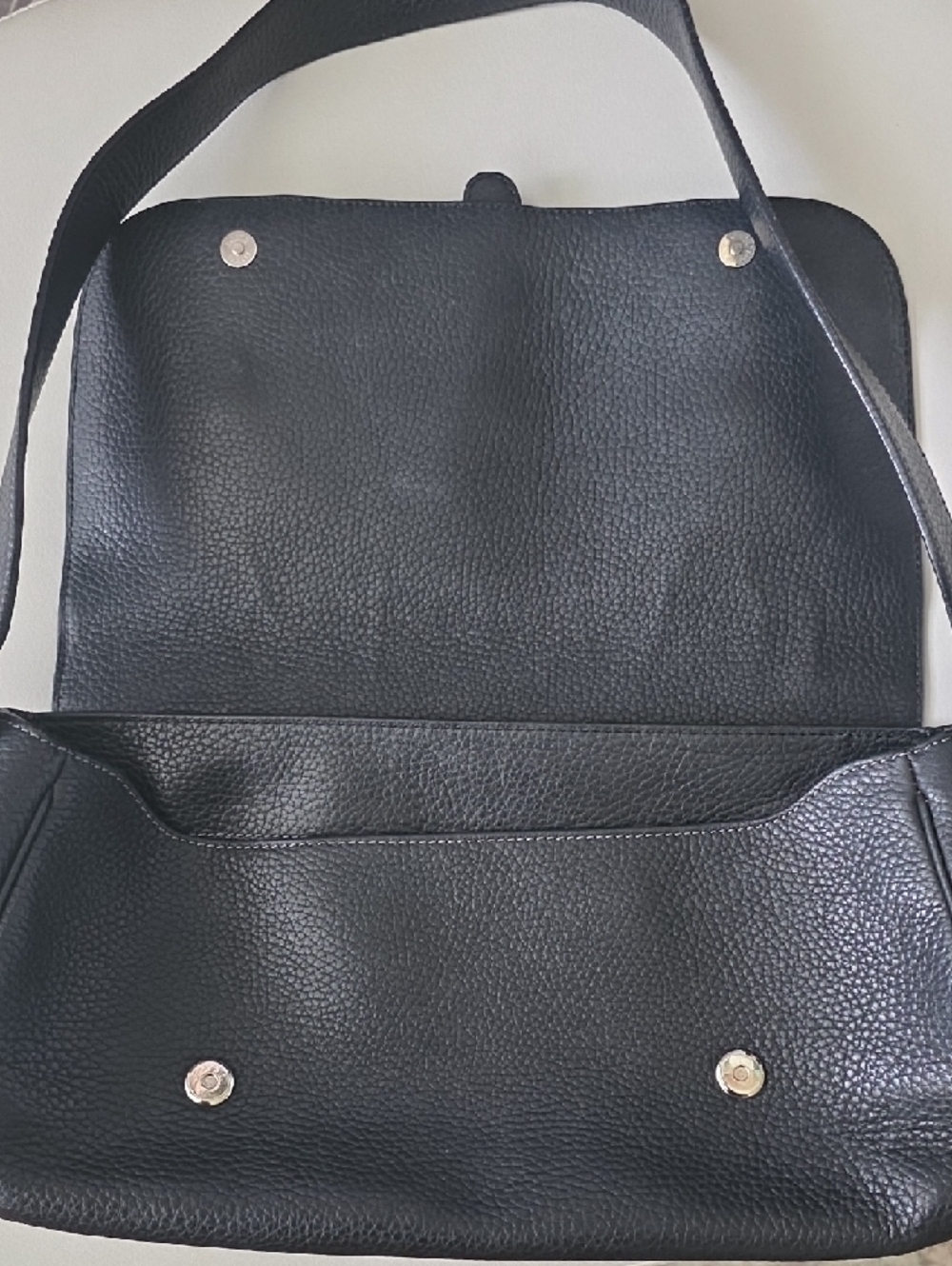 Vintage Loewe Senda Hobo Black Pebbled Leather Shoulder Bag with Silver Buckles - Picture 2 of 7